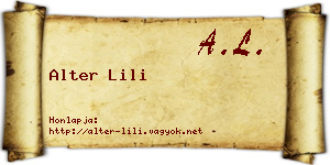 Alter Lili névjegykártya